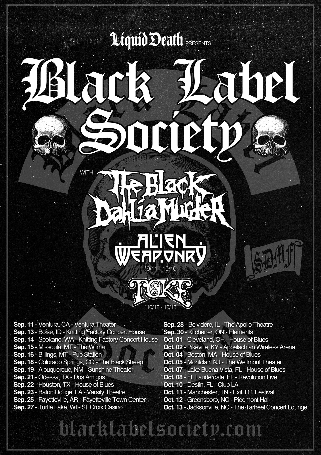 BLACK LABEL SOCIETY Announces Fall US Tour With The Black Dahlia Murder