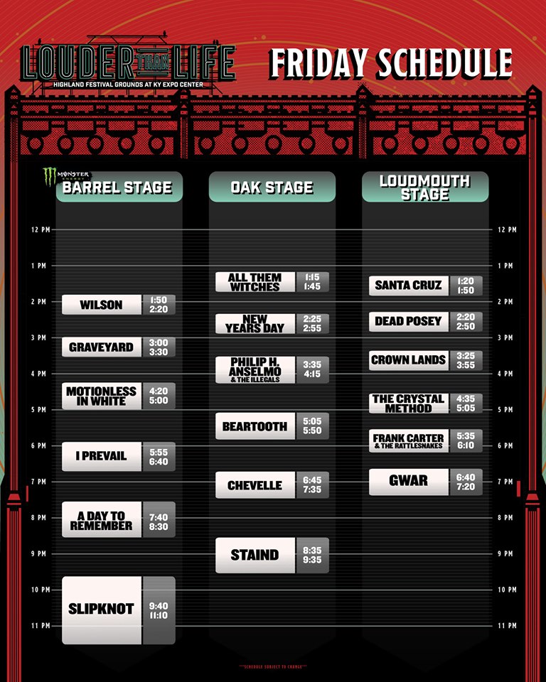 Louder Than Life Schedule 2025